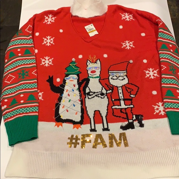 NWT Planet Gold #Fam Christmas Sweater Plus Size - Picture 2 of 5